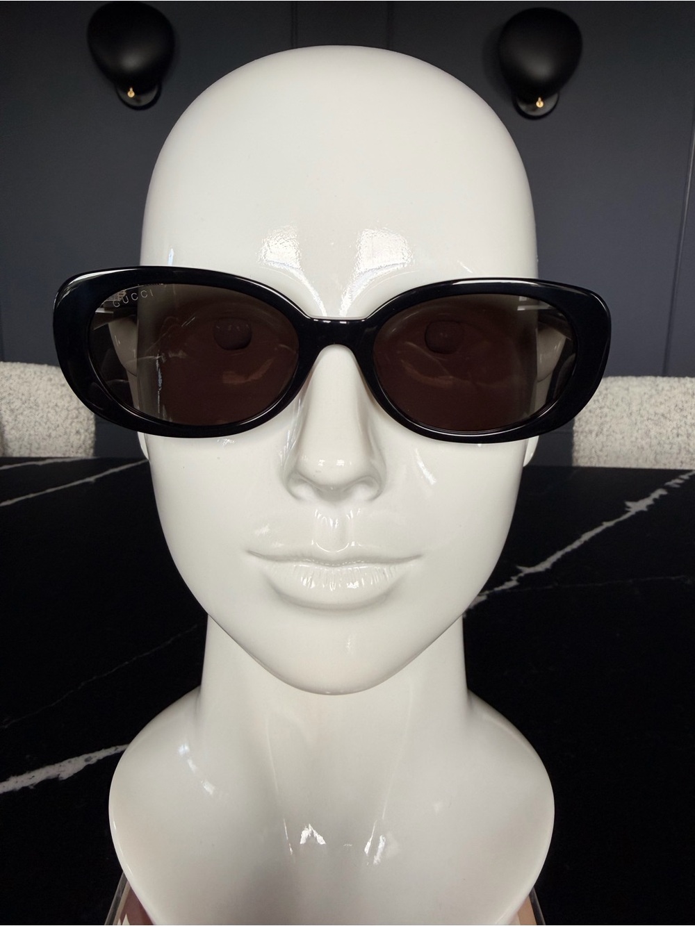 Gucci Black Frame Sunglasses with Brown Lenses